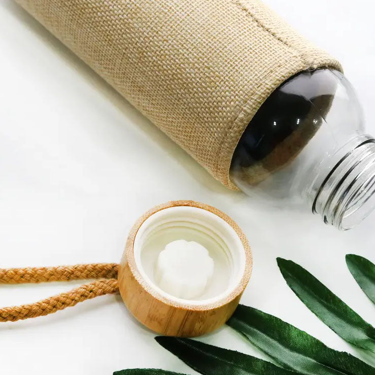 DRW-004 Eco Jute Bamboo Glass Bottle