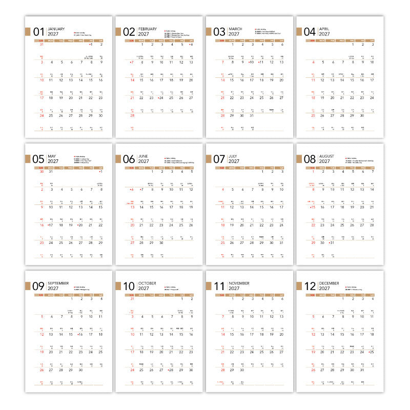 ECO-001 TECO Eco Mini Calendar with Sticky Notes Set