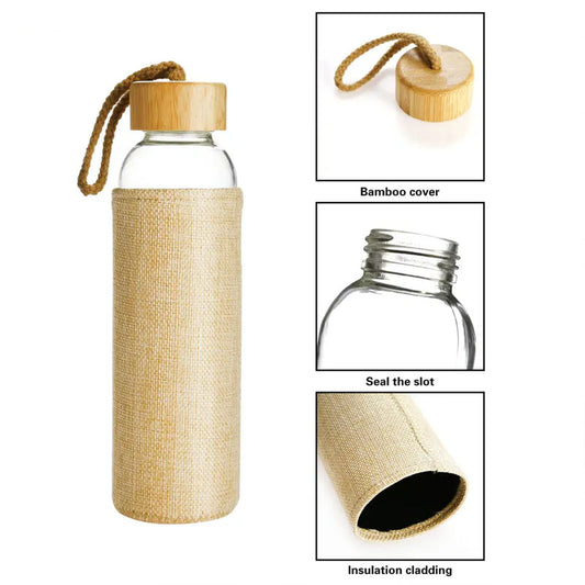 DRW-004 Eco Jute Bamboo Glass Bottle
